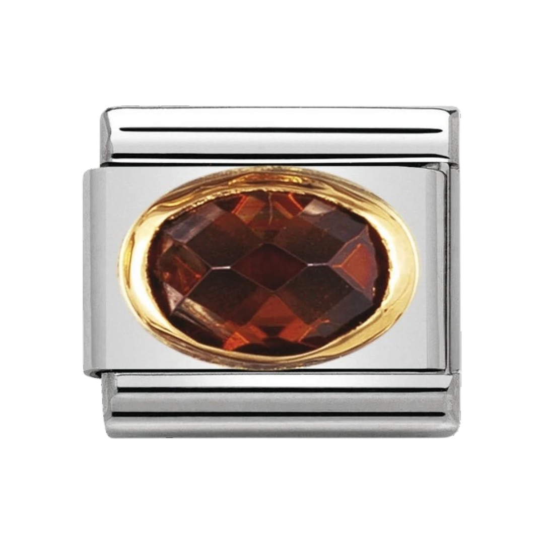 NOMINATION COMPOSABLE Classic FACETED CUBIC zirconia, stainless steel and 18k gold SMOKEY 030601_012