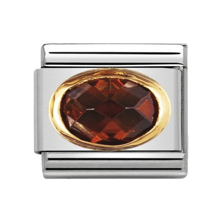 NOMINATION COMPOSABLE Classic FACETED CUBIC zirconia, stainless steel and 18k gold SMOKEY 030601_012