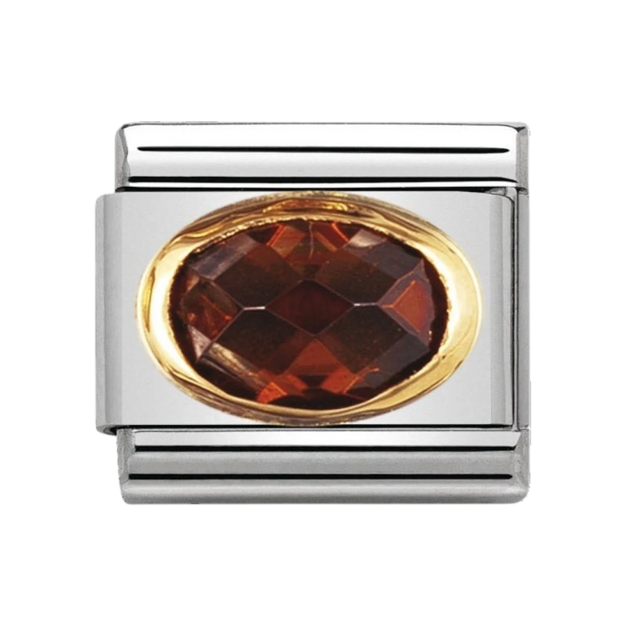 NOMINATION COMPOSABLE Classic FACETED CUBIC zirconia, stainless steel and 18k gold SMOKEY 030601_012