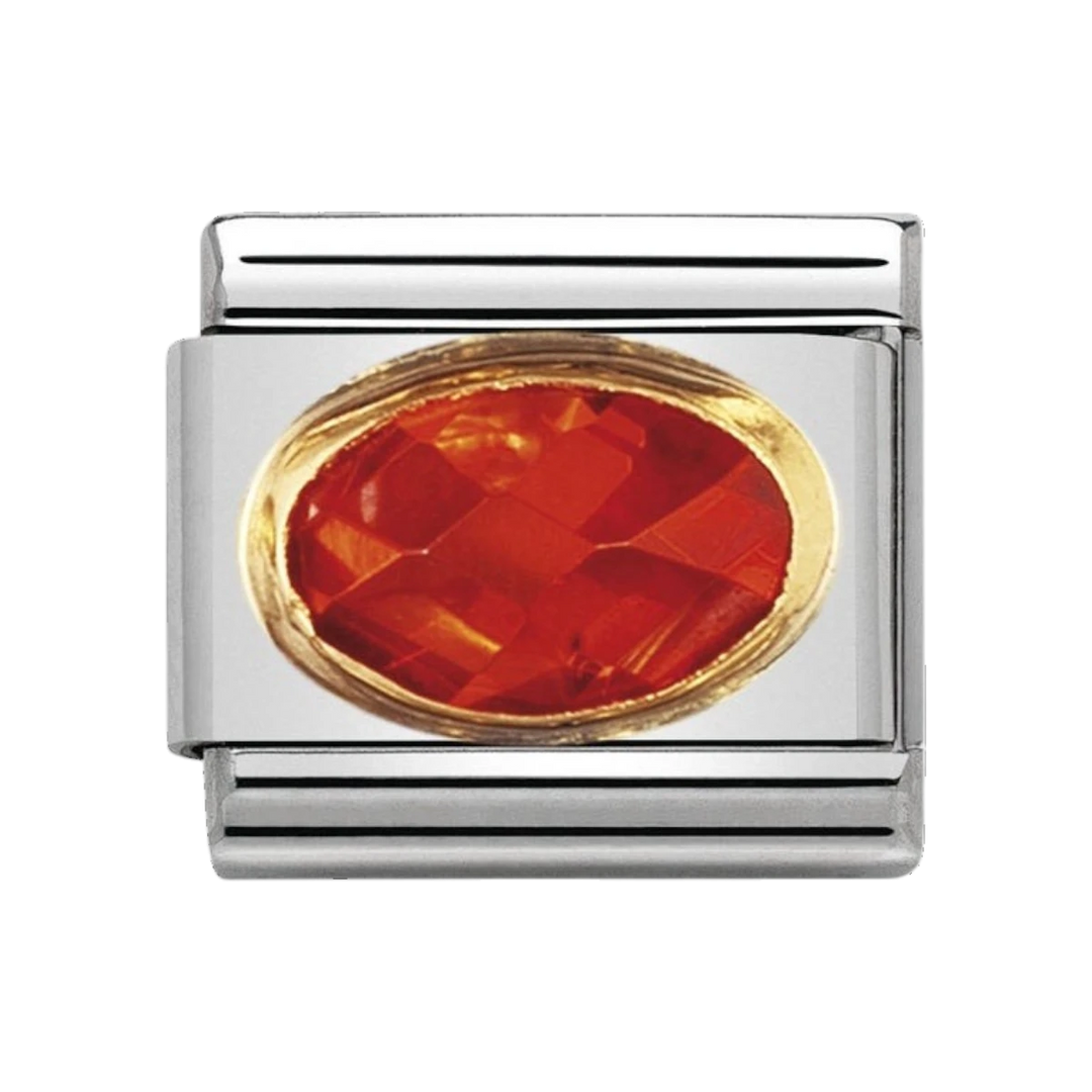 NOMINATION COMPOSABLE Classic FACETED CUBIC zirconia, stainless steel and 18k gold ORANGE
