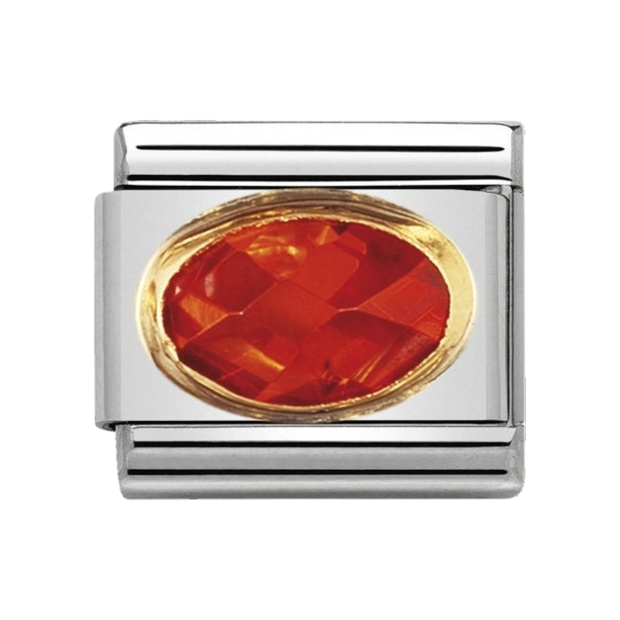 NOMINATION COMPOSABLE Classic FACETED CUBIC zirconia, stainless steel and 18k gold ORANGE