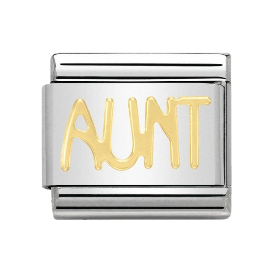 NOMINATION COMPOSABLE Classic WRITINGS in stainless steel with 18k gold AUNT