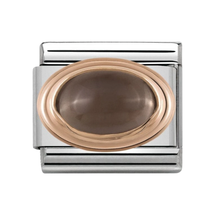 NOMINATION Composable Classic OVAL HARD STONES in stainless steel with 9K rose gold Smoky quartz 430501_29