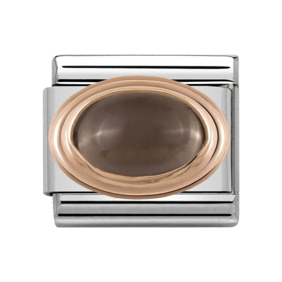 NOMINATION Composable Classic OVAL HARD STONES in stainless steel with 9K rose gold Smoky quartz 430501_29