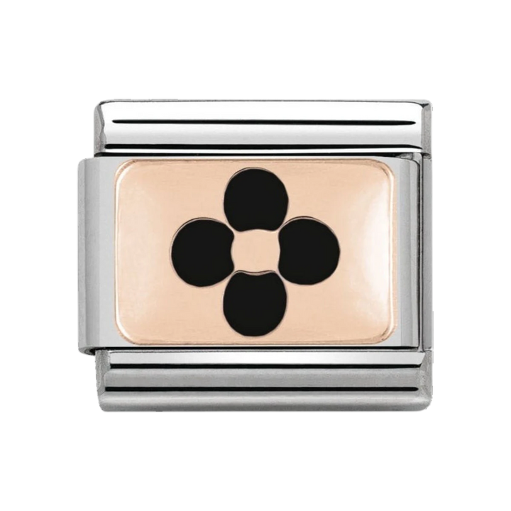 NOMINATION Composable Classic PLATES in stainless steel with 9K rose gold and enamel Black Flower