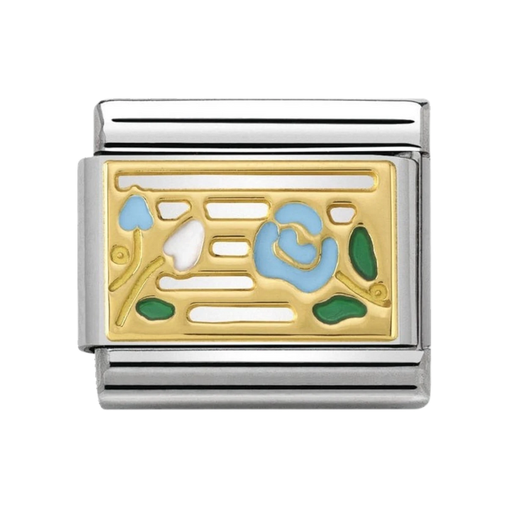 Nomination Classic Gold Music Stave with Blue Enamel Roses Charm - 030284_14