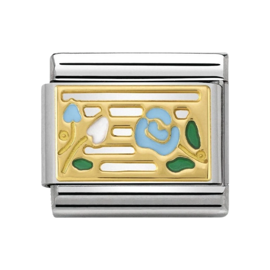 Nomination Classic Gold Music Stave with Blue Enamel Roses Charm - 030284_14