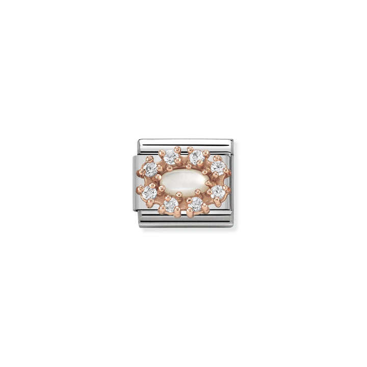NOMINATION Composable Classic STONES stainless steel, zirconia and 9k gold (R) WHITE MOTHER OF PEARL 430308_12