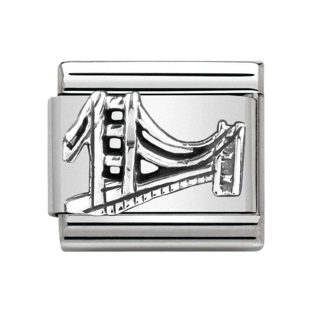 NOMINATION Composable Classic MONUMENTS RELIEF steel and silver 925 Golden Gate Bridge