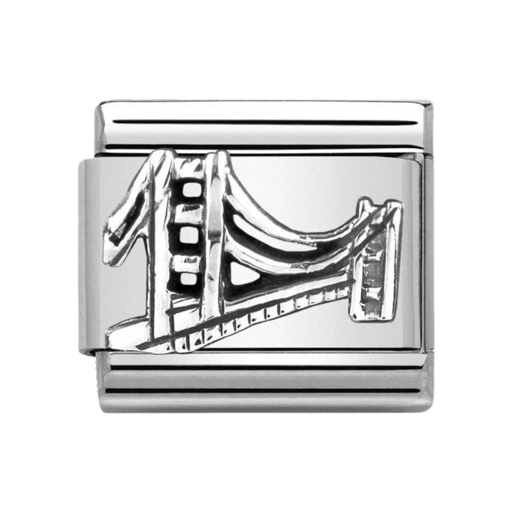 NOMINATION Composable Classic MONUMENTS RELIEF steel and silver 925 Golden Gate Bridge
