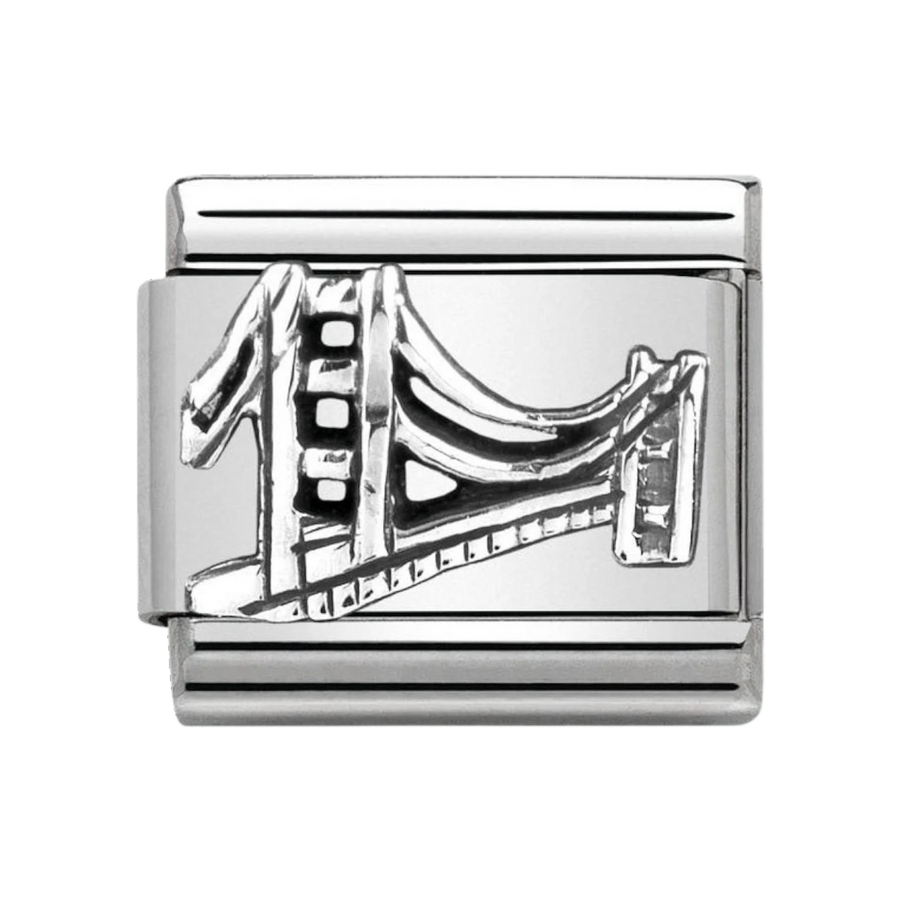 NOMINATION Composable Classic MONUMENTS RELIEF steel and silver 925 Golden Gate Bridge