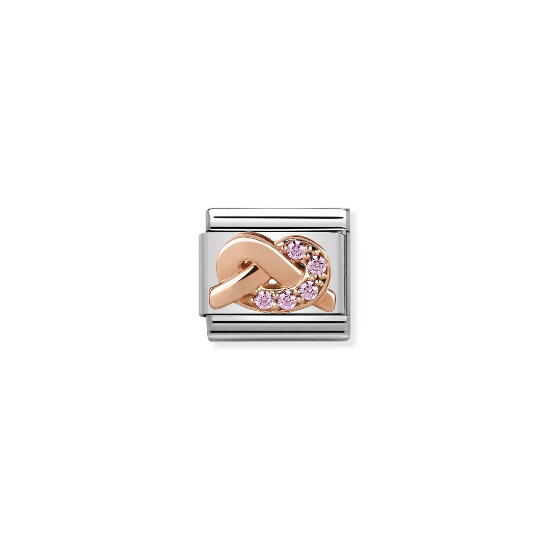 NOMINATION Composable Classic Symbols in stainless steel with 9K rose gold and CZ PINK knot