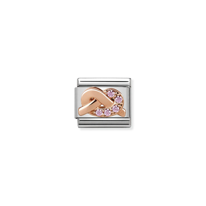NOMINATION Composable Classic Symbols in stainless steel with 9K rose gold and CZ PINK knot