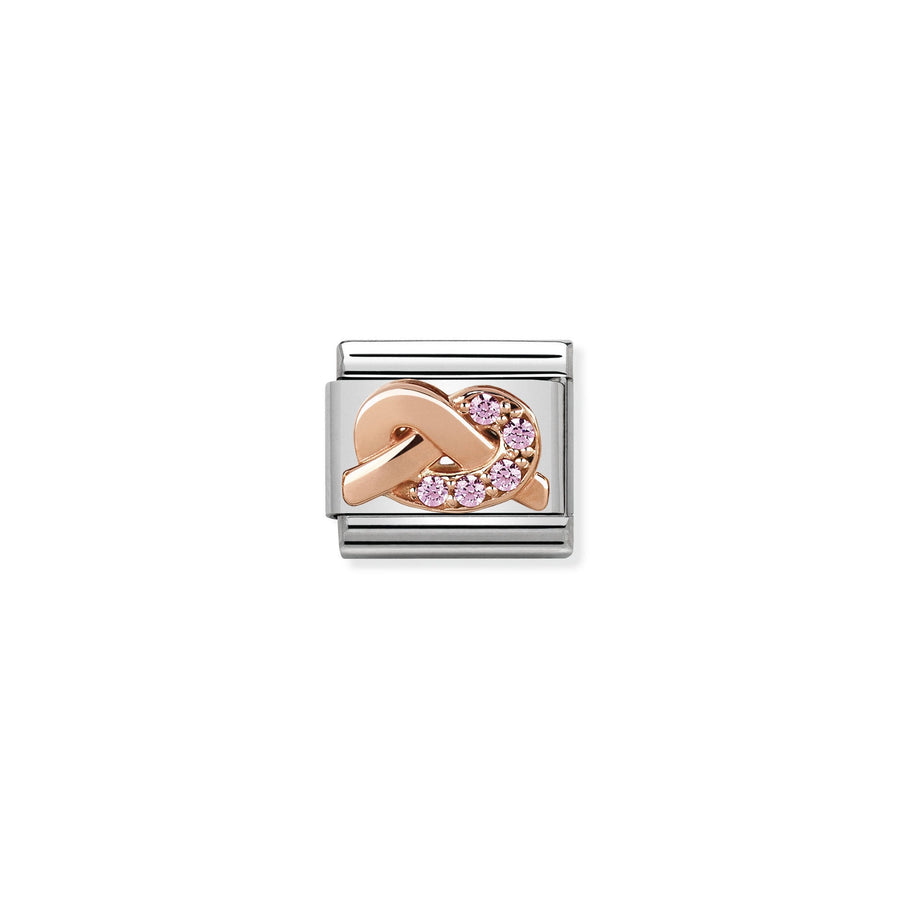 NOMINATION Composable Classic Symbols in stainless steel with 9K rose gold and CZ PINK knot