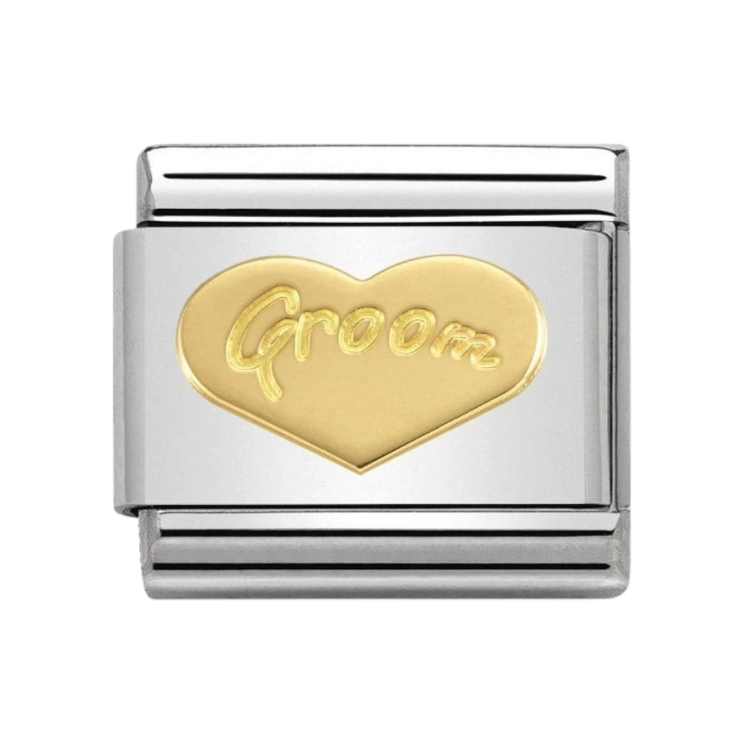 Nomination Composable Classic Charm - Groom Engraved Gold Heart