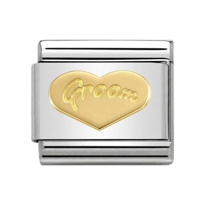 Nomination Composable Classic Charm - Groom Engraved Gold Heart