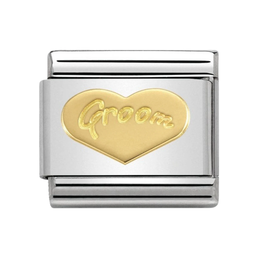Nomination Composable Classic Charm - Groom Engraved Gold Heart