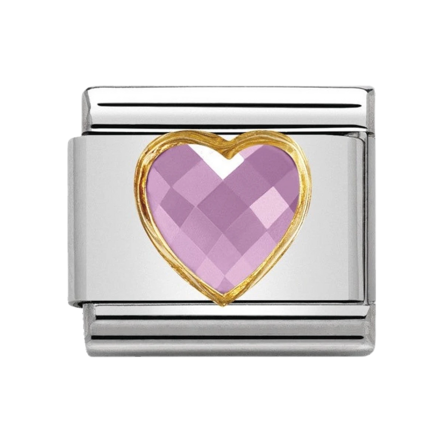 Nomination Composable Classic Multifaceted pink heart link charm - 030610_003