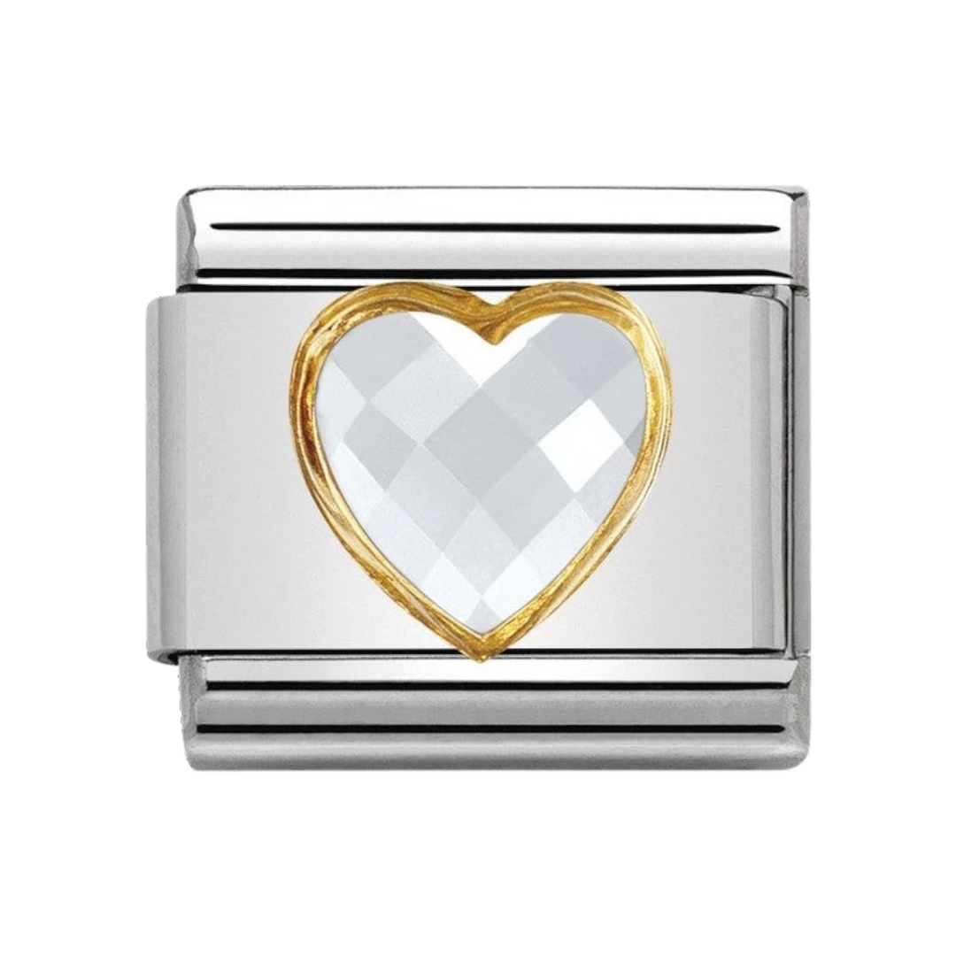 Nomination Composable Classic Multifaceted white heart link charm - 030610_010