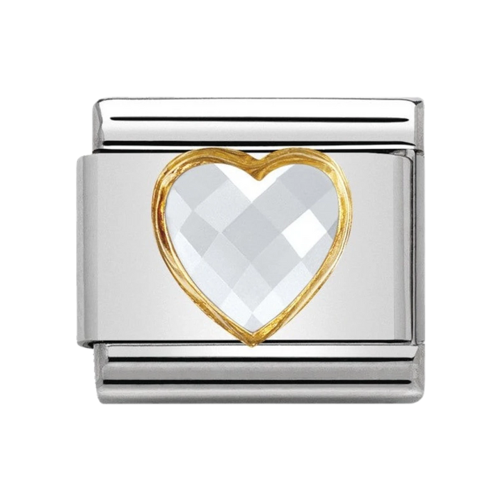 Nomination Composable Classic Multifaceted white heart link charm - 030610_010