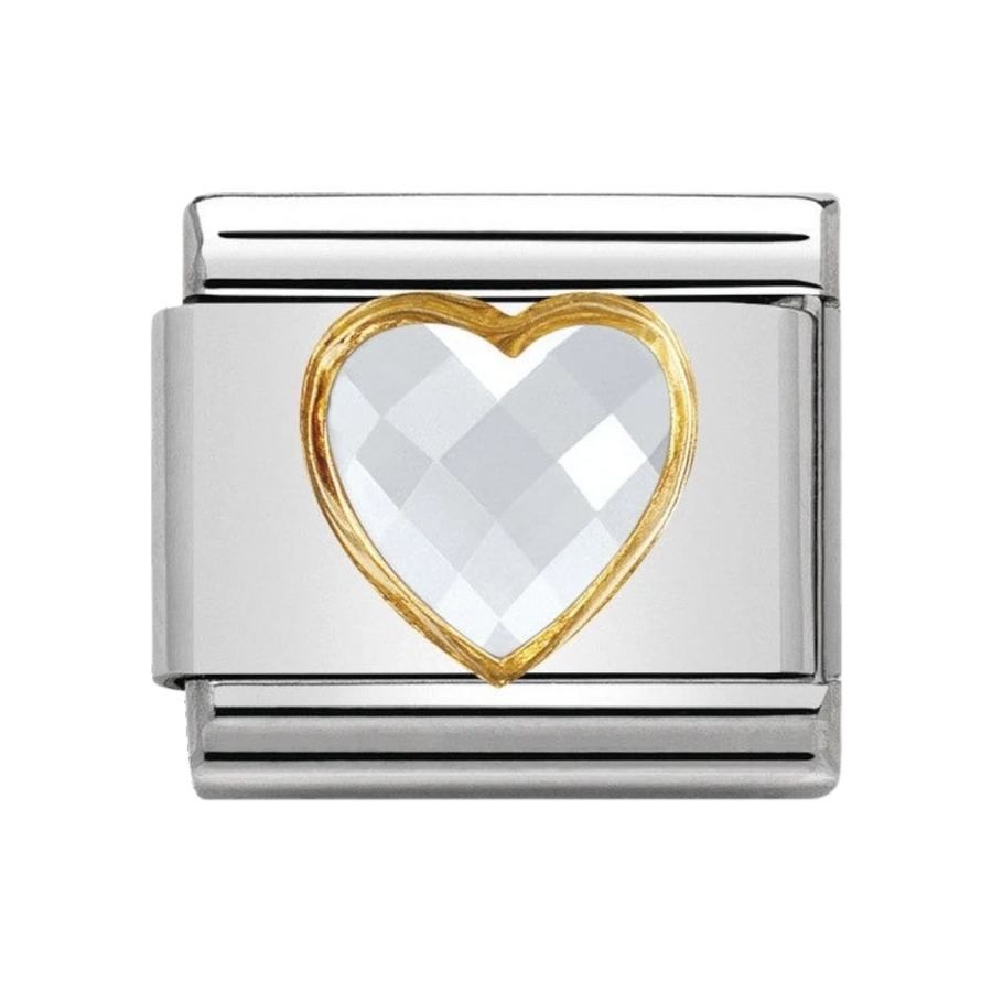 Nomination Composable Classic Multifaceted white heart link charm - 030610_010