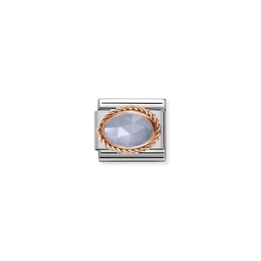NOMINATION Composable Classic RICH SETTING STONE in steel and 375 gold Bandaged agate 430507_33
