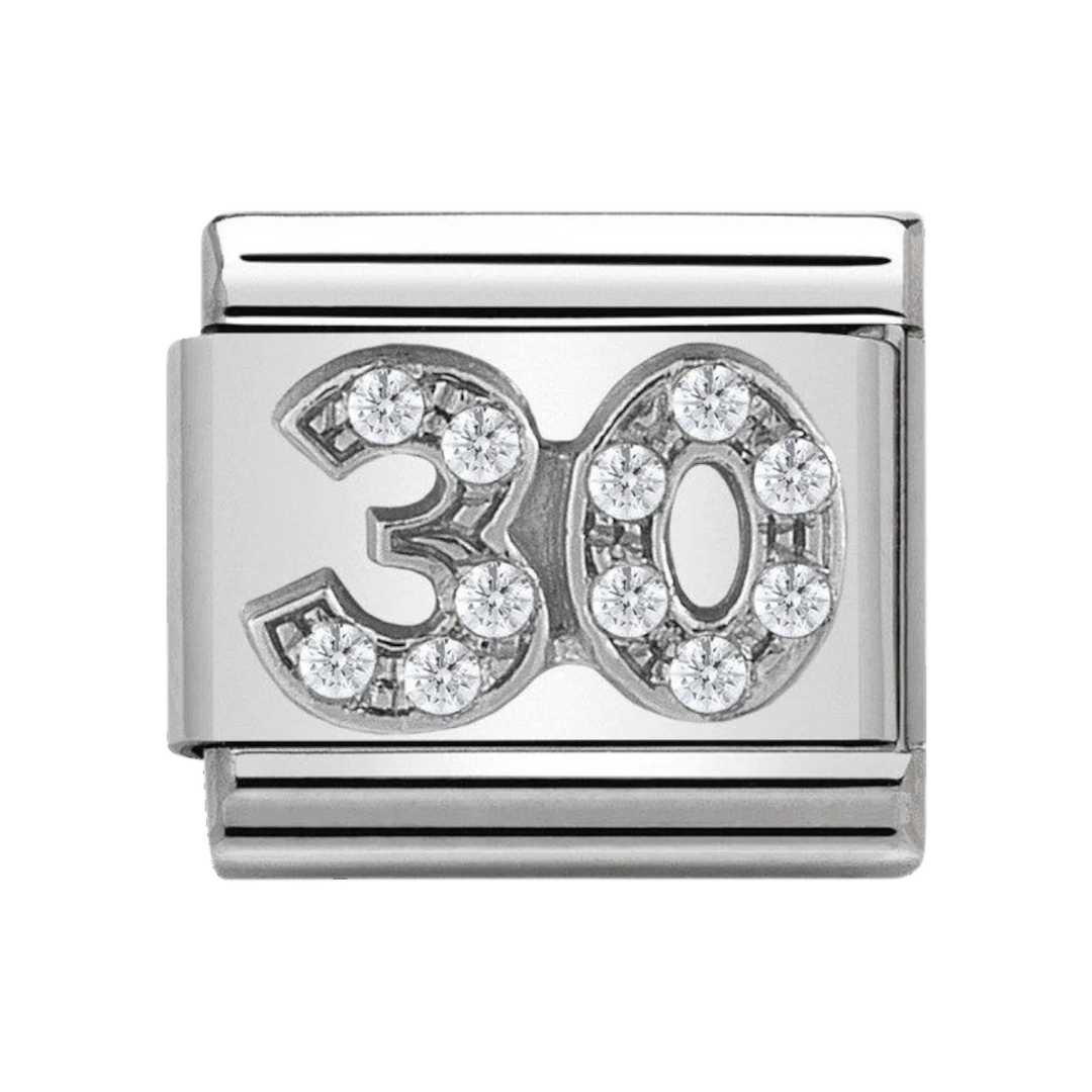 Nomination Composable Classic number 30 link with white stones charm - 330304_21