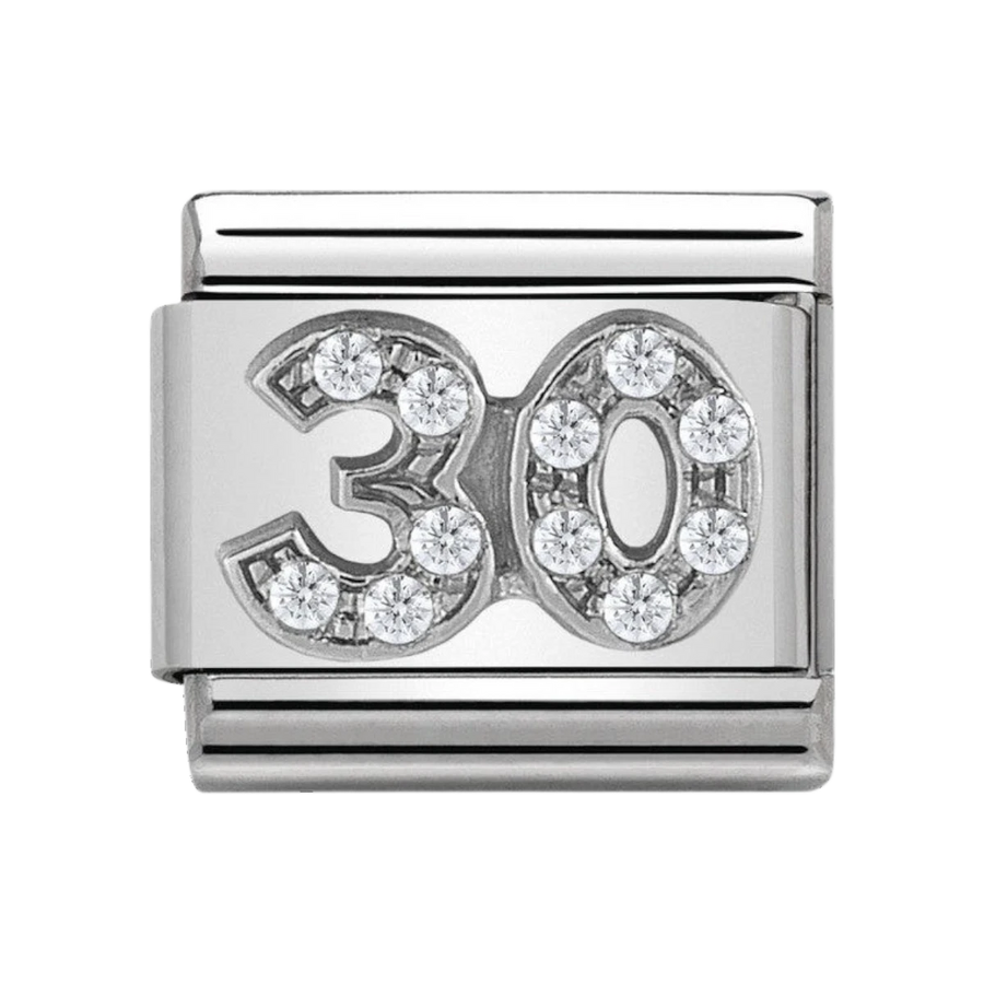 Nomination Composable Classic number 30 link with white stones charm - 330304_21