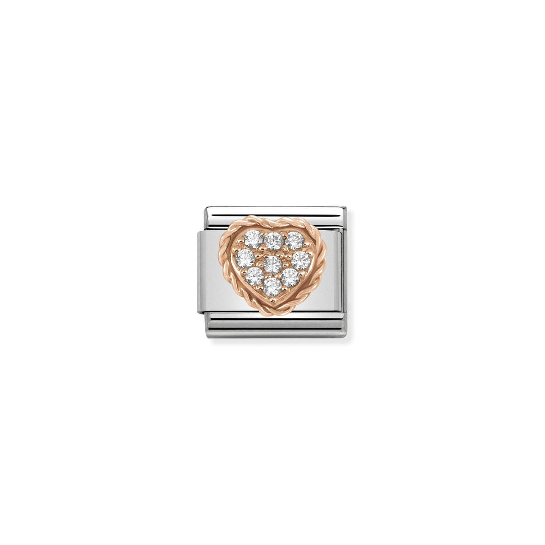 Nomination Classic Rose Gold PavÃ© Cubic Zirconia Heart Charm CZ 430312_02