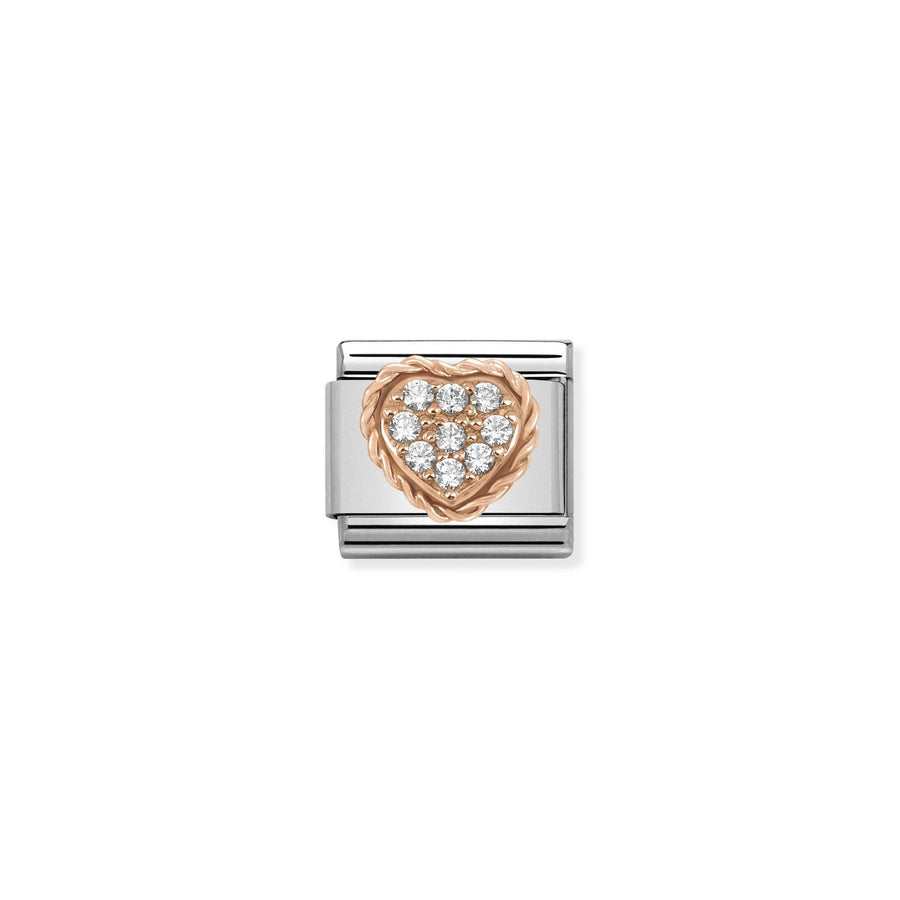 Nomination Classic Rose Gold PavÃ© Cubic Zirconia Heart Charm CZ 430312_02