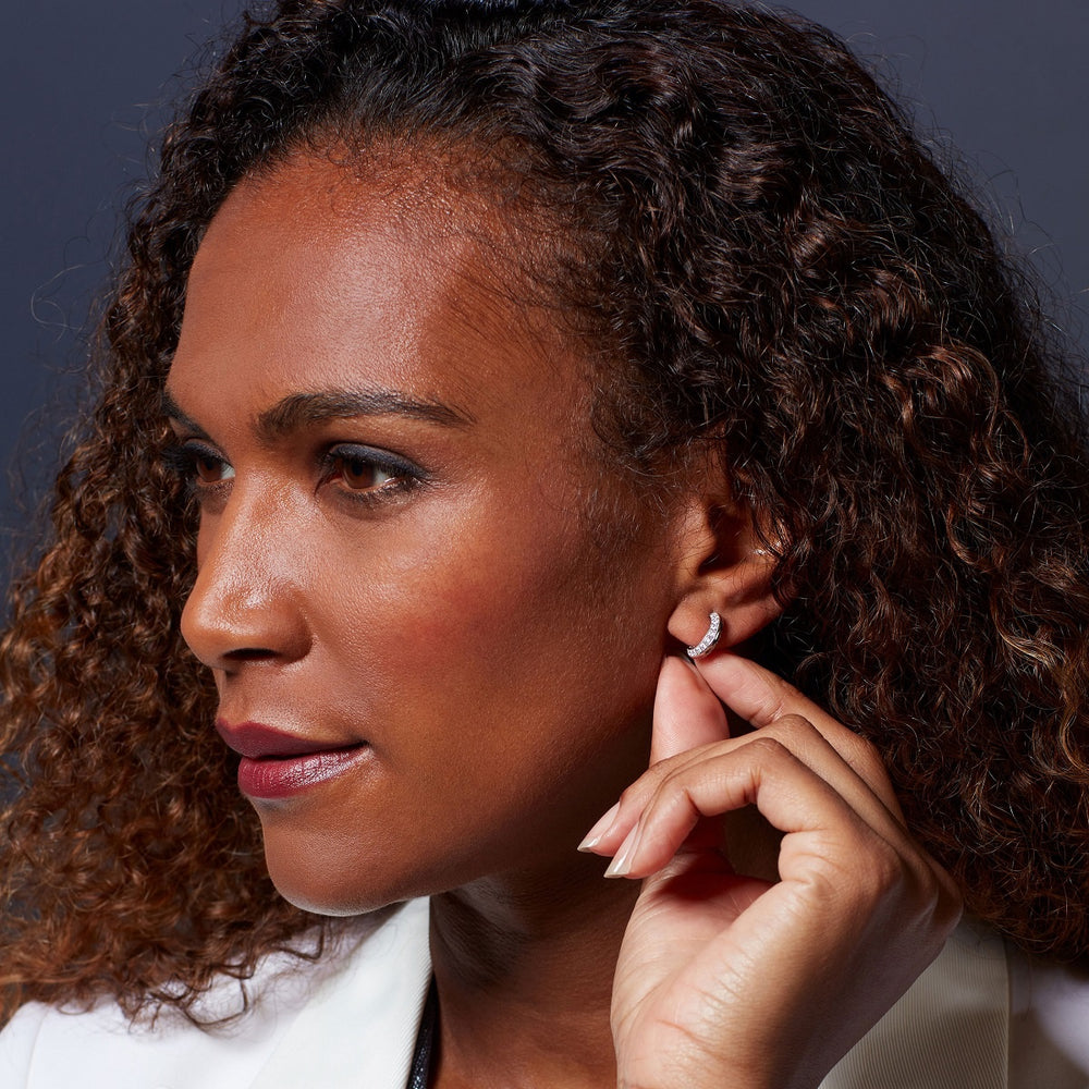 Kit Heath Bevel Cirque Zirconia Semi-Hoop Stud Earrings 
3151CZ