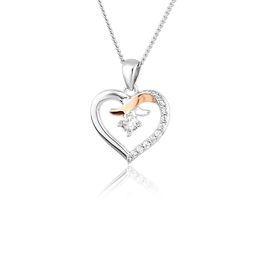 Clogau Kiss White Topaz Heart Pendant 3SCGKP