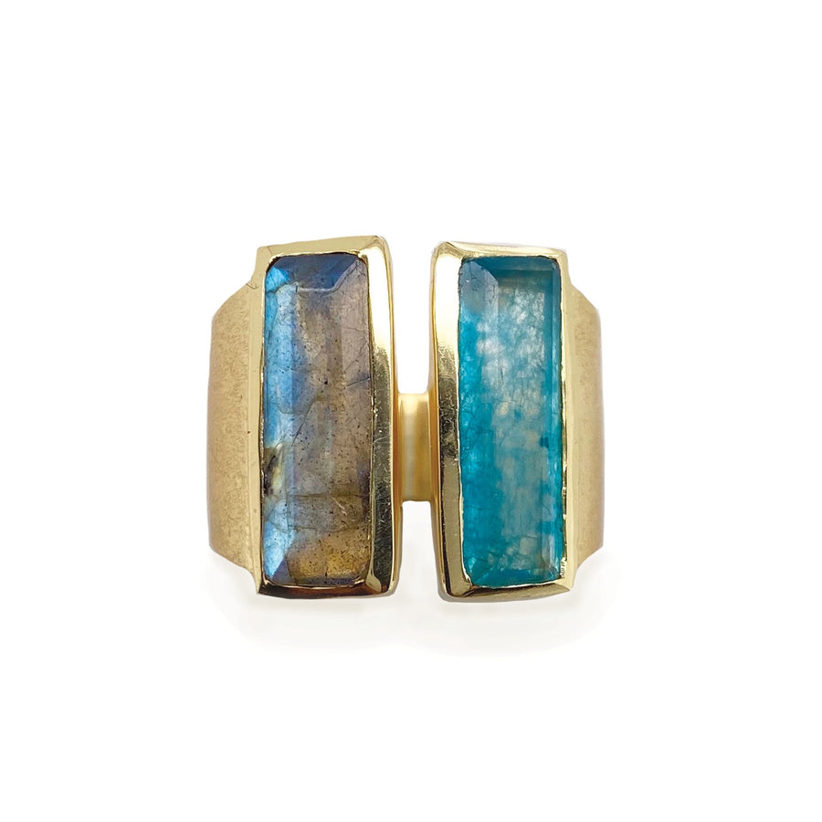 Sarah Alexander Bronx Double Gemstone Bar Contemporary Ring