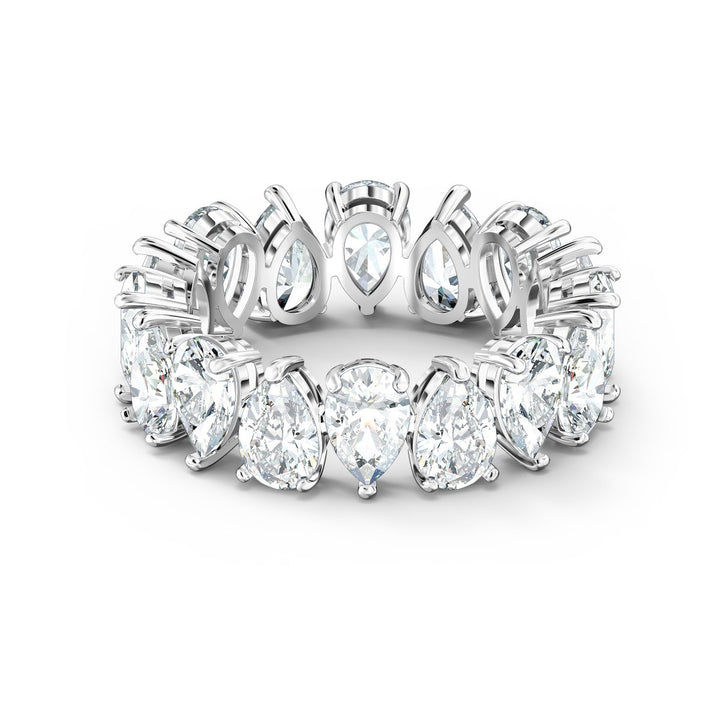 Swarovski Vittore Pear Ring - White with Rhodium Plating