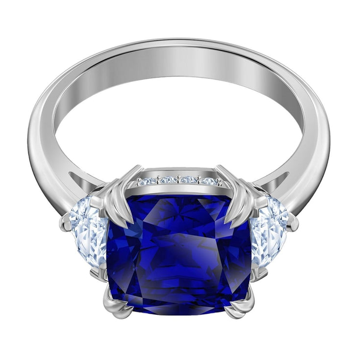 Swarovski Attract Cocktail Ring - Blue with Rhodium Plating