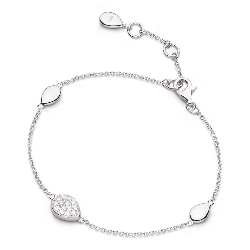 Kit Heath Coast Pebble Glisten CZ Pave Station RP 7.5" Bracelet 70188CZ