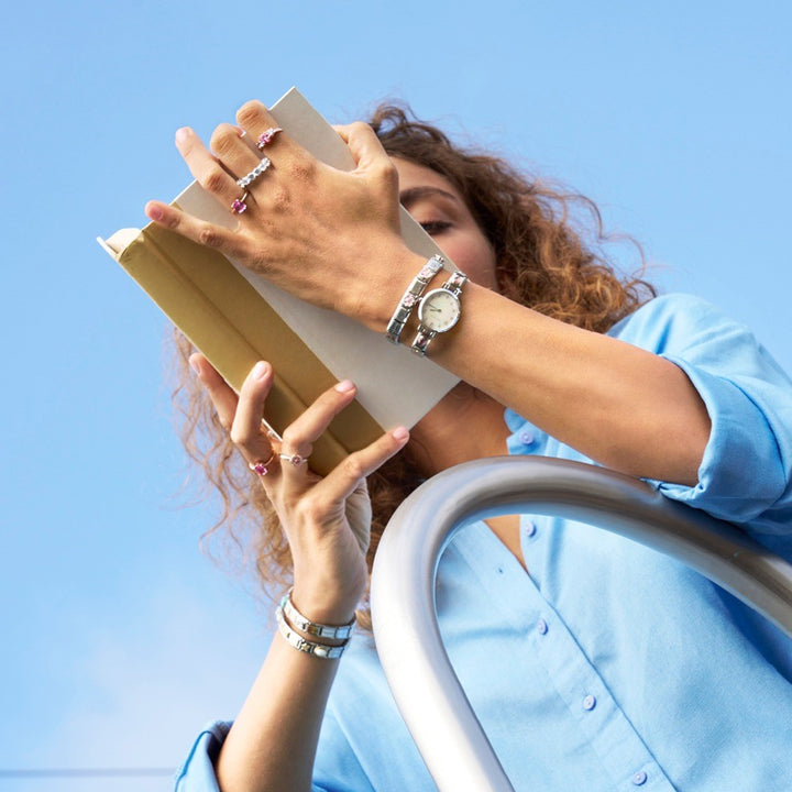 Nomination Silver Twin Pink Teardrop Stone Charm