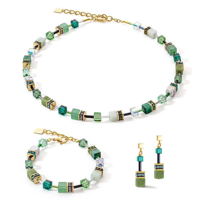 Coeur De Lion GeoCUBE Necklace - Iconic Precious Green and Gold