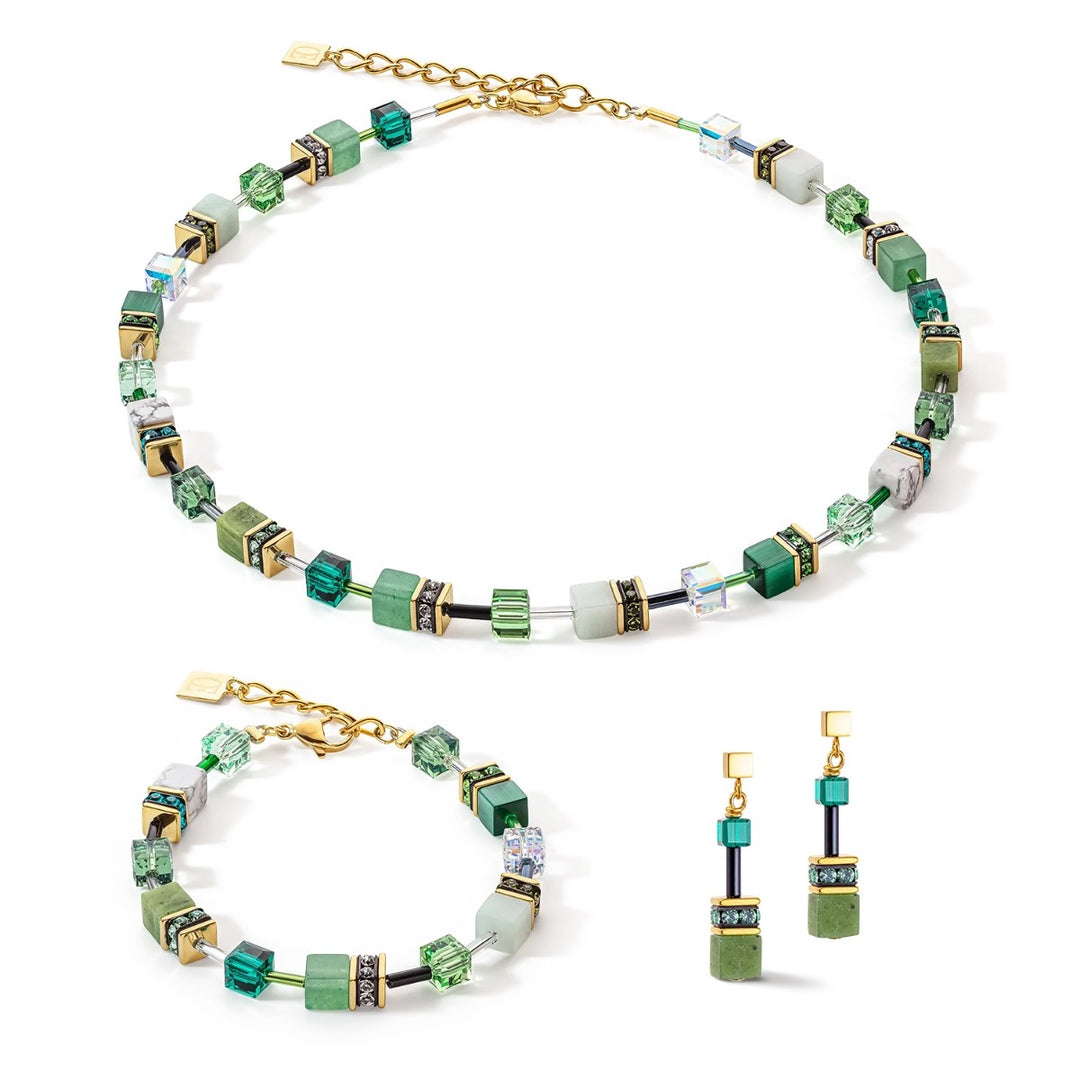 Coeur De Lion GeoCUBE Earrings - Iconic Precious Green and Gold