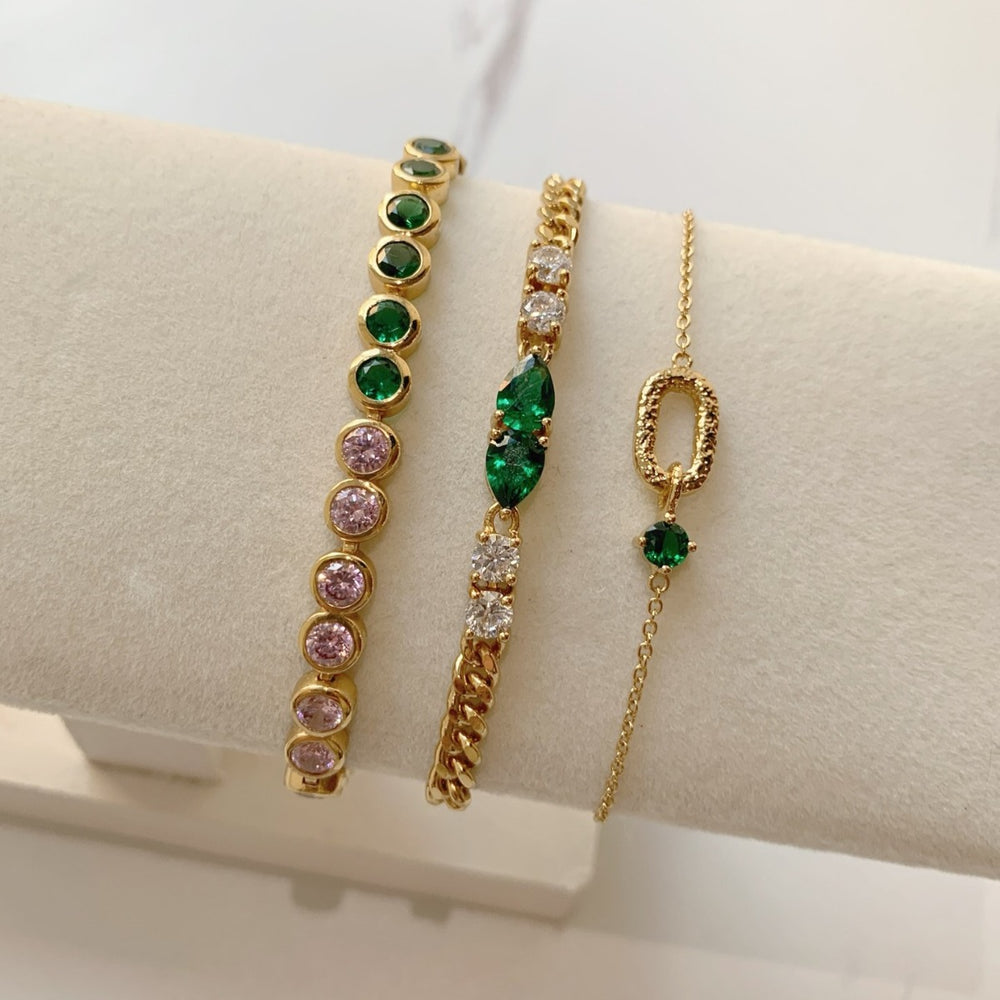 Amelia Scott Sofia Teardrop Bracelet Emerald Green and Gold