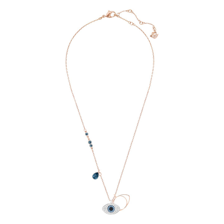 Swarovski Duo Evil Eye Pendant - White and Blue with Rose Gold Plating