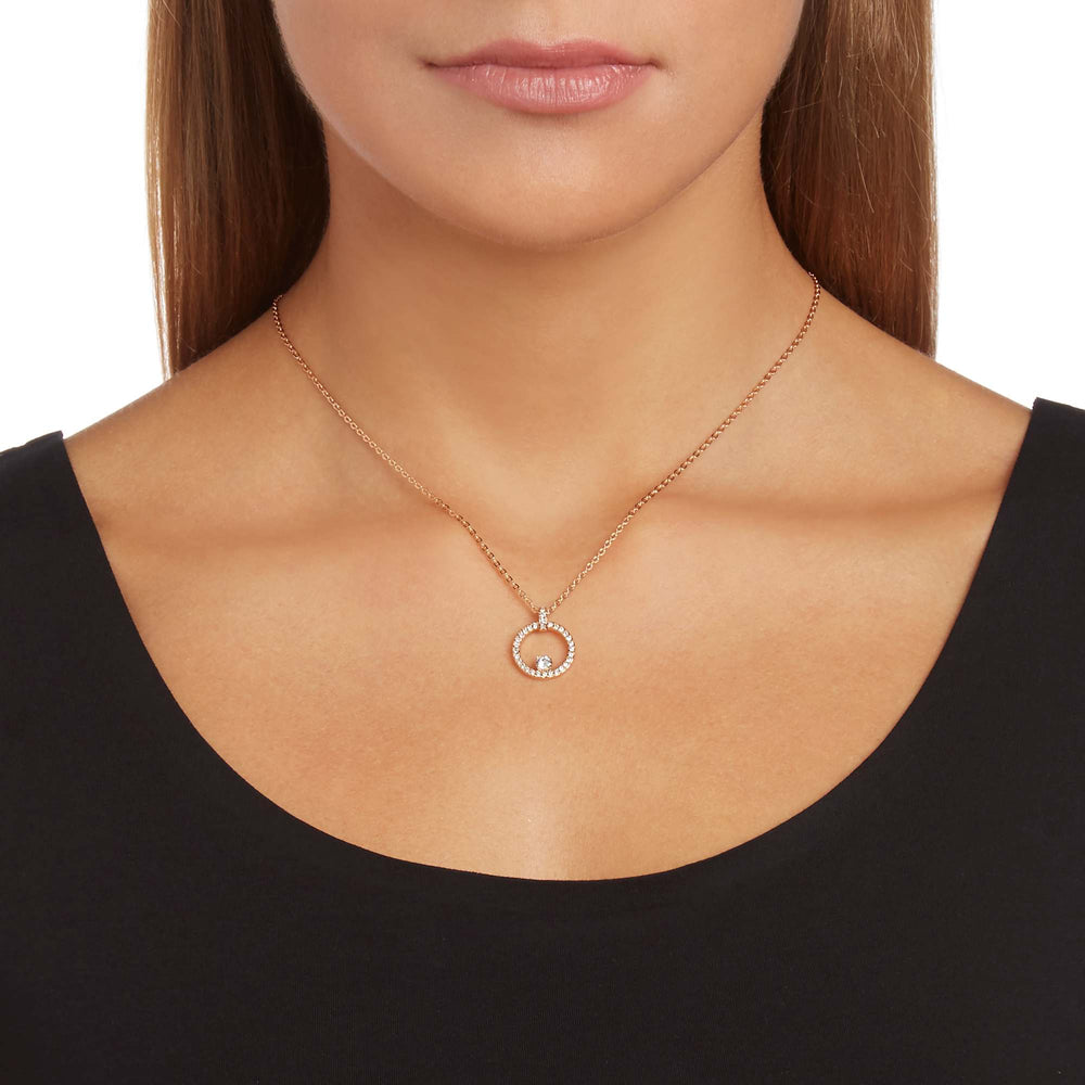 Niche Jewellery Swarovski Creativity Circle Pendant - White with Rose Gold Plating detail