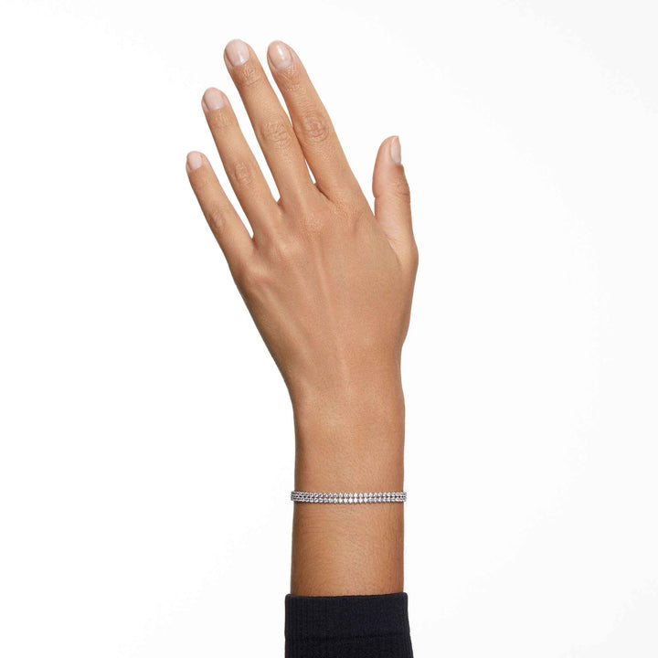 Niche Jewellery Swarovski Subtle Double Bracelet - White with Rhodium Plating detail