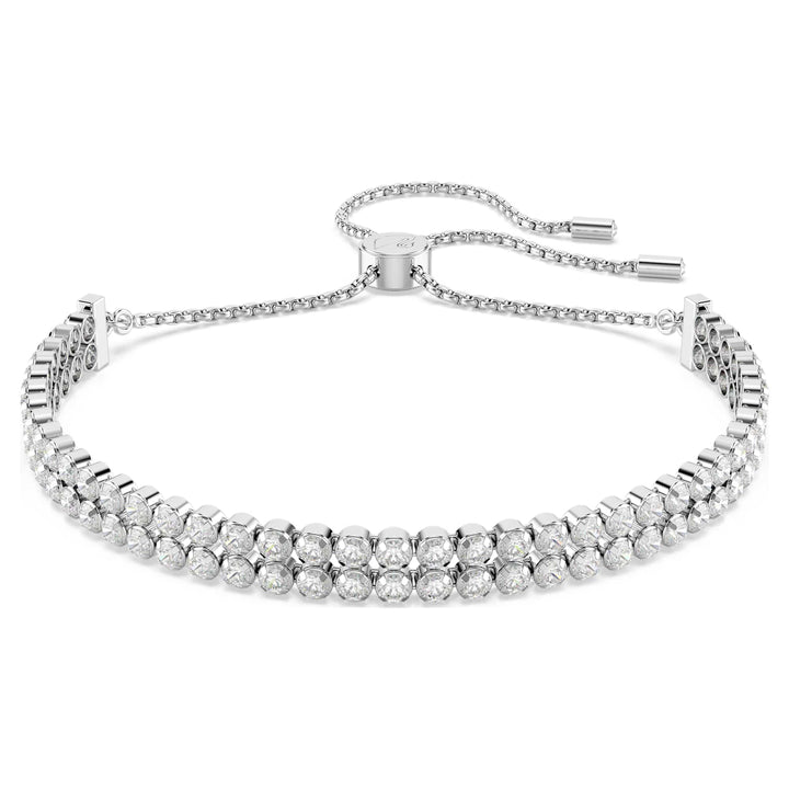 Niche Jewellery Swarovski Subtle Double Bracelet - White with Rhodium Plating