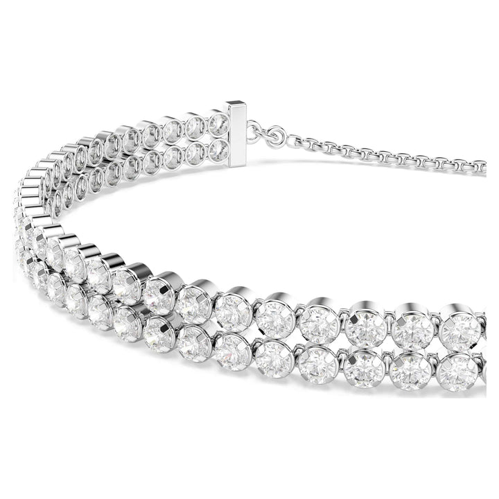 Niche Jewellery Swarovski Subtle Double Bracelet - White with Rhodium Plating detail