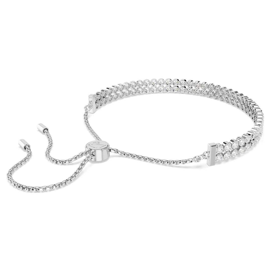 Niche Jewellery Swarovski Subtle Double Bracelet - White with Rhodium Plating detail