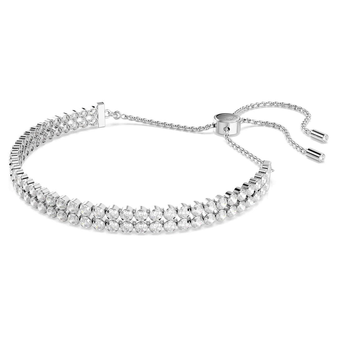 Niche Jewellery Swarovski Subtle Double Bracelet - White with Rhodium Plating detail