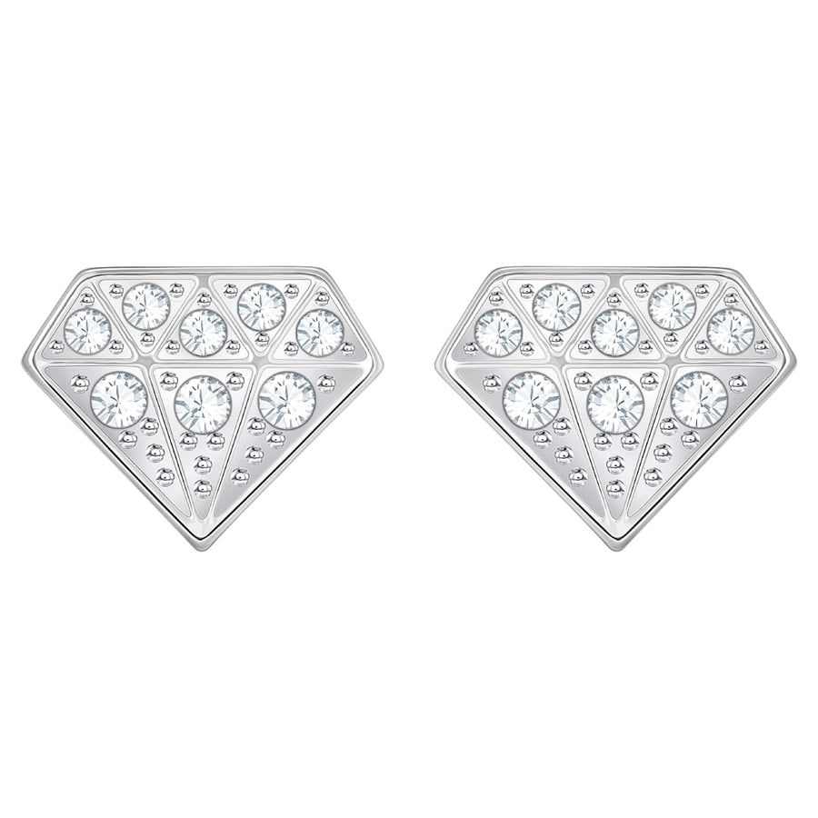 Niche Jewellery Swarovski Chaton Pierced Stud Earrings - Rhodium plating