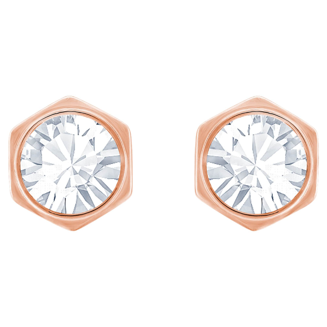 Niche Jewellery Swarovski Hexagonal Stud Earrings - Rose Gold plating