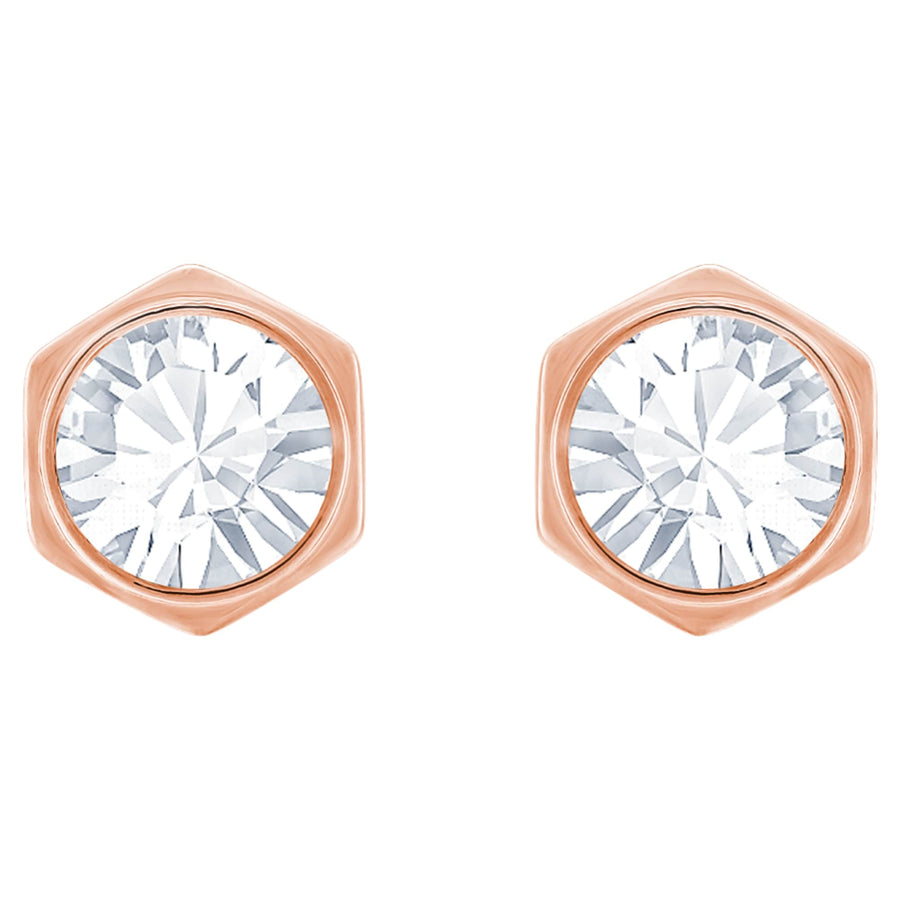 Niche Jewellery Swarovski Hexagonal Stud Earrings - Rose Gold plating